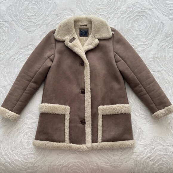 Abercrombie & Fitch - Faux Shearling Coat - Taupe - Picture 2 of 10